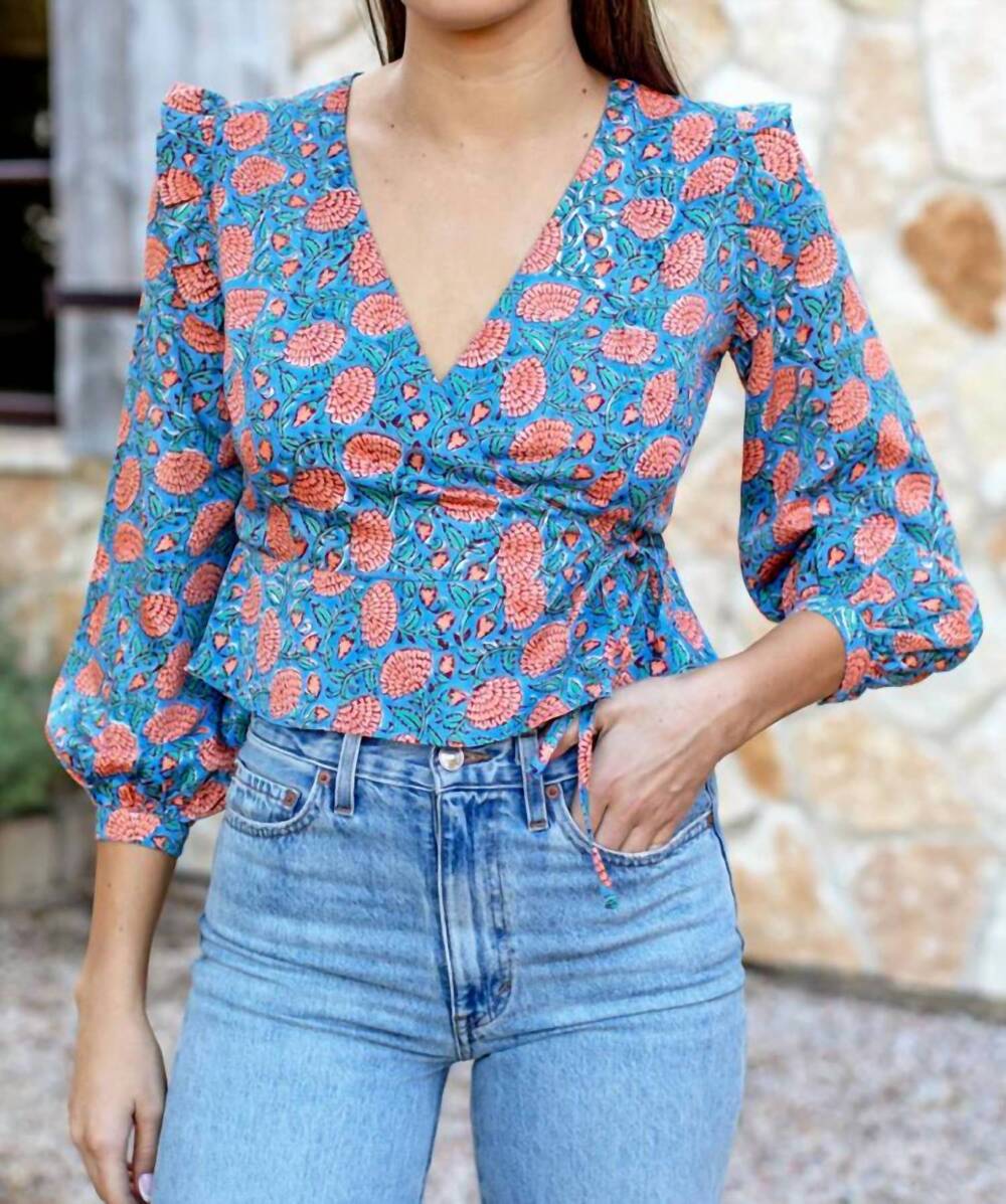 NEW EMERSON FRY bishop frill top in chateau flower